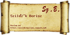 Szilák Borisz névjegykártya